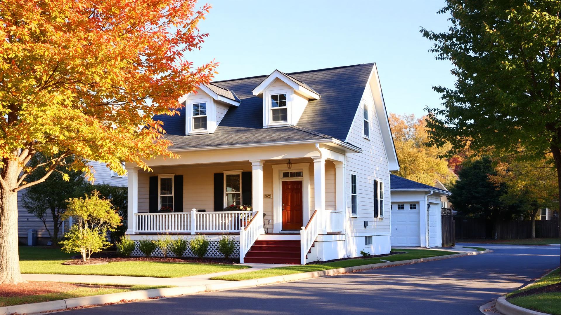 Craftsman style family home with a front porch on a quiet tree-lined street